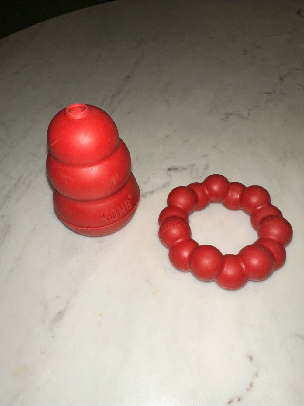 Kong Red Rubber Chew Toy and Beaded teething Ring